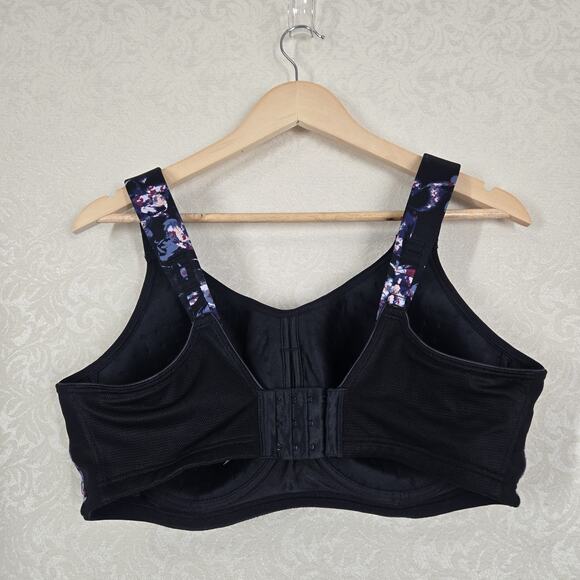 Livi Max Support Underwire Bra sz 40DD Black Blue Geo Print High Impact NEW - Picture 6 of 9